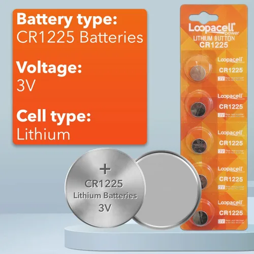 Vista 3 de Loopacell CR1225 batería botón de litio tamaño pequeño, 3 V, 5