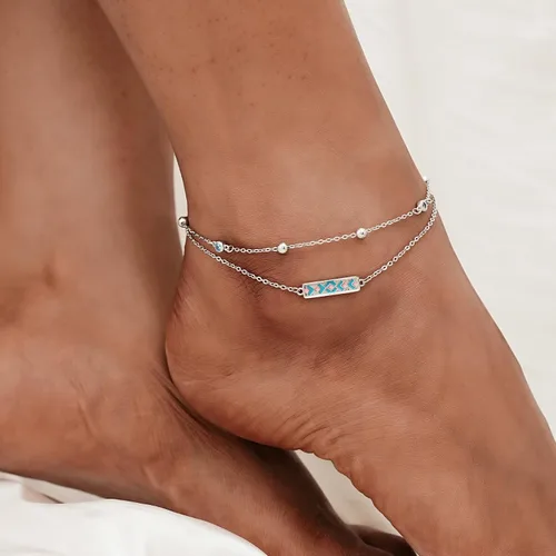 Vista 89 de CHIC & ARTSY Tobilleras delicadas de plata de ley S925 para verano, pulsera de tobillo ajustable multicapa para playa, joyería de pie para mujer
