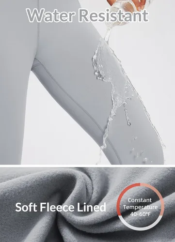 Vista 8 de baleaf Leggings con forro polar para mujer, impermeables, pantalones de senderismo de invierno, mallas térmicas para correr, bolsillos