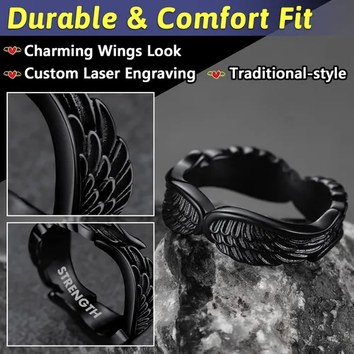 Vista 5 de FaithHeart Anillos góticos punk del diablo mal de ojo, anillo de motociclista de acero inoxidable con garra de dragón y águila para hombres