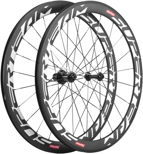 Vista 15 de Superteam Ruedas de Bicicleta de Carretera de Fibra de Carbono 700C, Juego de Ruedas Clincher de 50mm, Mate de 23 de Ancho Amarillo fluorescente
