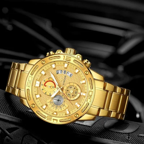 Vista 7 de Reloj cronógrafo de cuarzo de lujo para hombre acero inoxidable y metal resistente al agua informal con fecha