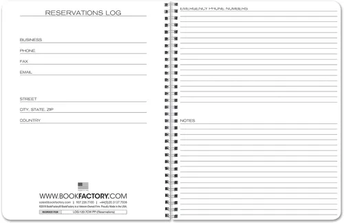 Vista 8 de BookFactory Libro de Reservas para Restaurantes, Wire-O, Negro, 120 Páginas