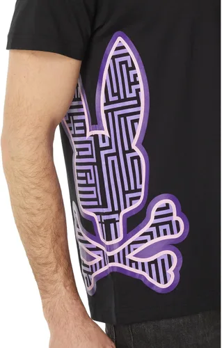 Vista 3 de Psycho Bunny Camiseta estampada para mujer color negro MD (5 de hombre de EE. UU.), Negro