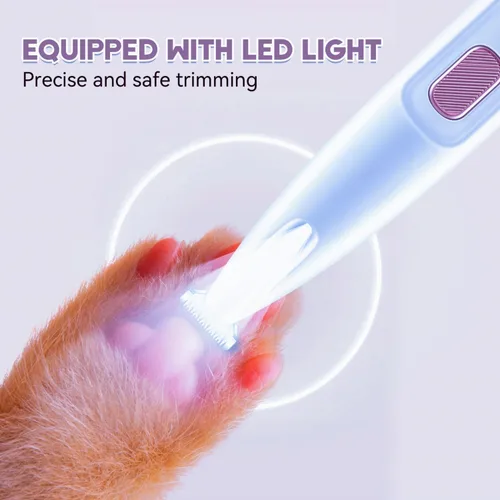 Vista 5 de Cortador de patas para perros, gatos, conejos con luz LED, uso de mascotas (blanco) Electric Pets Clippers Rechargeable, Grooming Shaver for Dog