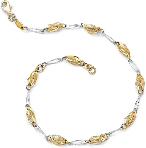 Vista 2 de 5mm 14K dos Tono Oro Pulido Fancy Enlace Tobillera Trenzado, 10inch