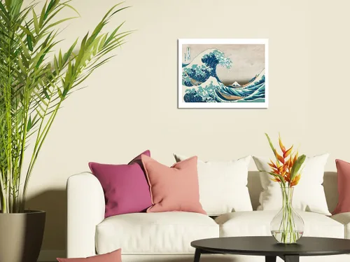 Vista 3 de Katsushika Hokusai c.1830s - The Great Wave off Kanagawa - Mount Fuji - Cartel de madera vintage de 8 x 12 pulgadas