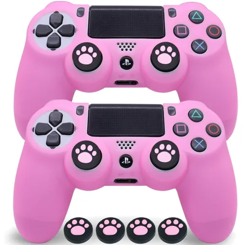Vista 8 de Sofunii 2pcs Skin for PS4 Controller, Anti-Slip Silicone Cover Shell Case with 8 Thumb Grip Caps, Compatible with PlaySation 4 Slim/Pro Controller