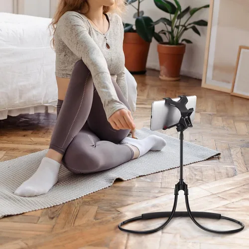Vista 9 de LIFKOME Soporte flexible para teléfono celular en forma de U, soporte móvil manos libres, ángulo ajustable para viajes en casa y uso en el dormitorio