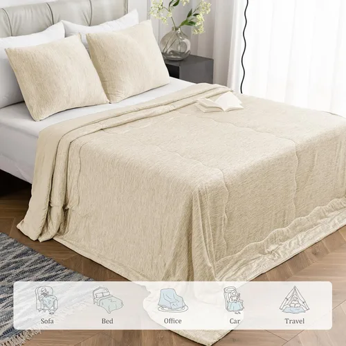 Vista 6 de CHOSHOME Edredón Refrescante Tamaño Twin, Manta Refrescante con Fibra de Enfriamiento Q-Max 0.45 Arc-Chill, Manta de Verano Fresca para Sudores
