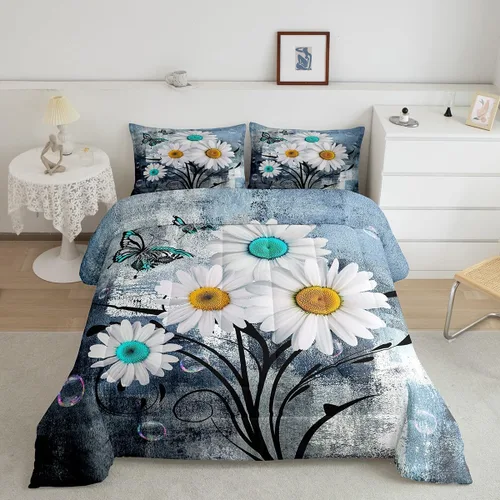 Vista 16 de Erosebridal Juego de ropa de cama turquesa tamaño individual para niños y niños, color verde azulado y gris degradado para niñas y adultos, relleno