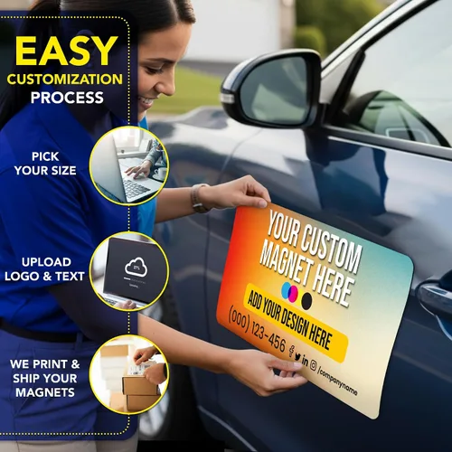 Vista 5 de Imán personalizado para automóvil de 12" x 18" 30 mil - Paquete de 2 imanes de negocios para vehículos y camiones - Letrero magnético personalizado