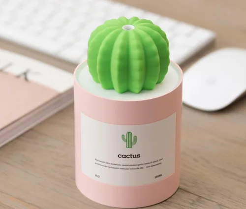 Vista 3 de Minihumidificador, 280ml USB Portátil Cactus Difusor de aire con niebla fría, Funcionamiento Ultra-silencioso para Dormitorio Hogar Oficina Yoga
