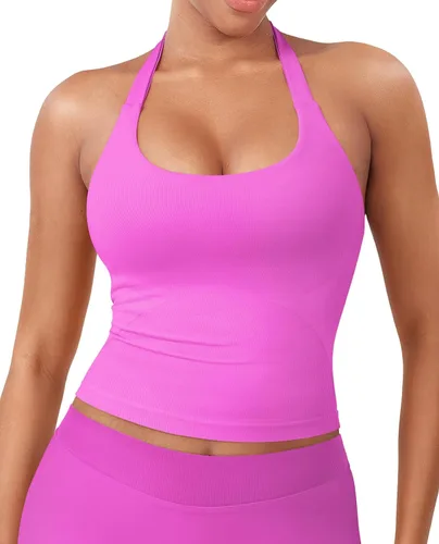 Vista 24 de YEOREO SoftHue Impact Halter - Camiseta sin mangas para mujer Blanco