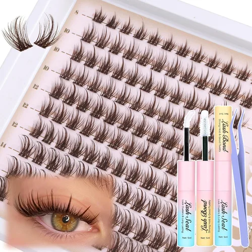 Vista 15 de Extensiones de pestañas en racimo naturales DIY, extensiones de pestañas en racimo con curva C, extensiones de pestañas en racimo para ojo de gato