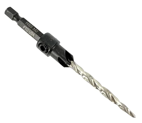 Vista 33 de FTG USA Juego de 3 brocas avellanadoras ajustables para madera #4 (7/64 pulgadas) con broca cónica para carpintería