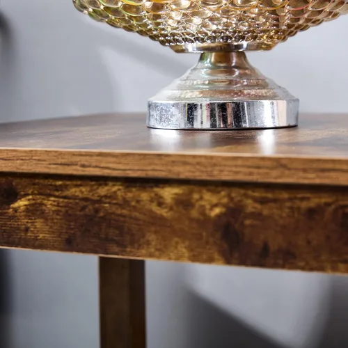 Vista 7 de Mesa auxiliar de material MDF, mesa auxiliar de espacio pequeño de 2 niveles, mesita de noche moderna, mesa de sofá, mesa auxiliar con estante