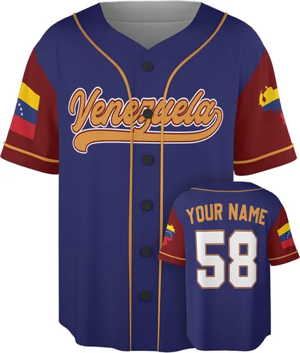Vista 13 de Camiseta de béisbol personalizada de Venezuela - Camisetas deportivas personalizadas del orgullo Veneka con número de nombre, camisas de Beisbol