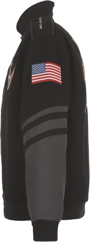 Vista 4 de JH DESIGN GROUP Chaqueta Chevy Corvette C8 para hombre, un abrigo de sarga clásico bordado