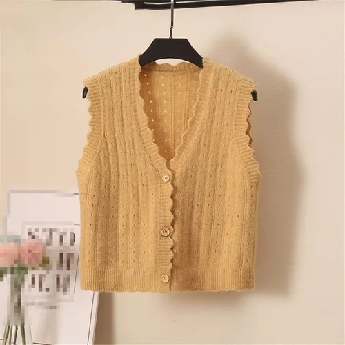 Vista 2 de Chalecos de punto con cuello en V para mujer