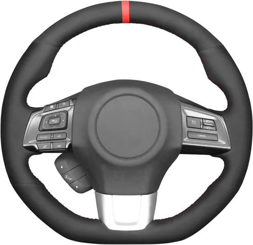 Vista 33 de MEWANT Funda de volante de automóvil transpirable cosida a mano para Subaru WRX 2015-2021 / WRX STI 2015-2021, accesorios para volante Subaru WRX