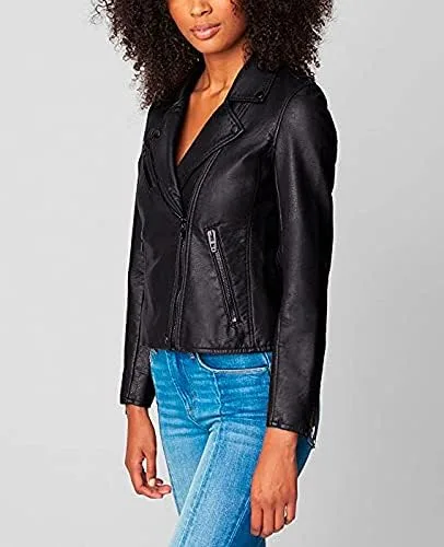 Vista 4 de BLANKNYC Chaqueta de motocicleta de cuero vegano semi ajustada para mujer