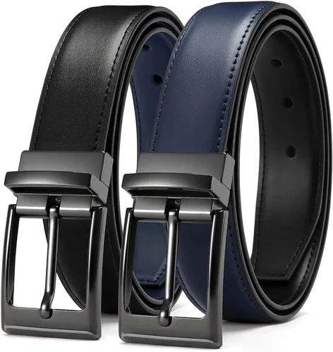 Vista 10 de CHAOREN Cinturón reversible para hombre, 1 pieza, cinturón de vestir de Negro/Marrón
