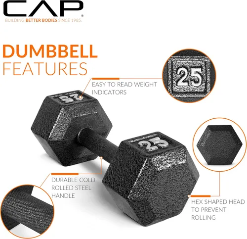 Vista 3 de CAP Barbell Mancuerna hexagonal de hierro fundido Múltiples opciones
