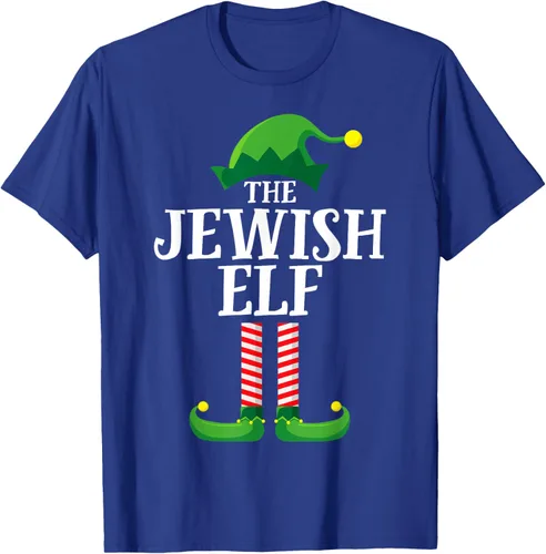 Vista 13 de Playera de pijama para fiesta de Navidad, grupo familiar a juego con elfo judío