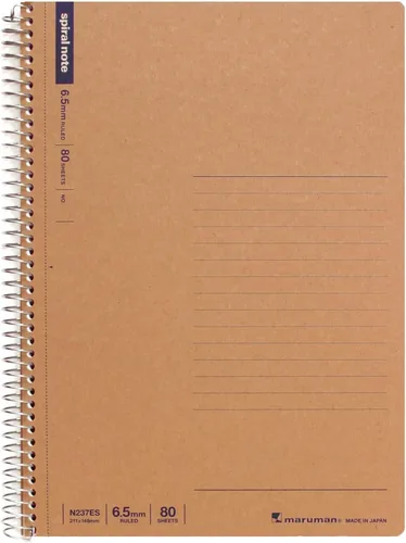 Vista 4 de Maruman N237 - Cuaderno con anillas, 0.26 pulgadas (0.256 in), a rayas, básico, A5, 40 piezas, juego de 10