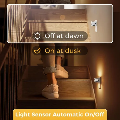 Vista 4 de L LOHAS LED Luces nocturnas enchufables a la pared, paquete de 2 luces nocturnas modernas con sensor de atardecer a amanecer, luz nocturna