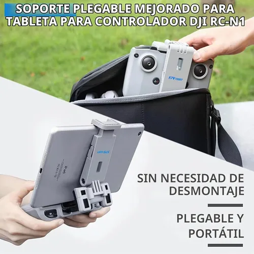 Vista 2 de Soporte para tablet sin desmontaje para DJI Flip/Neo/Mini 4K/2 SE/Air 3/Mini 5/4/3 Pro, soporte plegable para iPad de 7 a 12 pulgadas, paquete