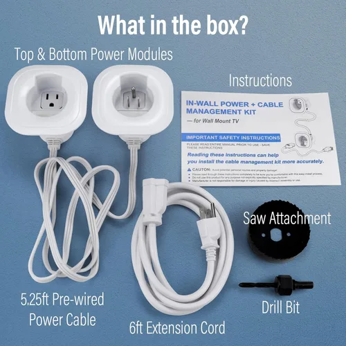 Vista 8 de Kit de organización de cables en la pared, ocultador de cables de TV para TV montado en la pared, ocultar cables de TV para montaje en pared, kit