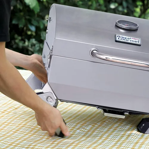 Vista 3 de Royal Gourmet GT1001 Parrilla portátil de acero inoxidable, 10000 BTU Parrilla de gas de mesa para barbacoa con patas plegables y tapa