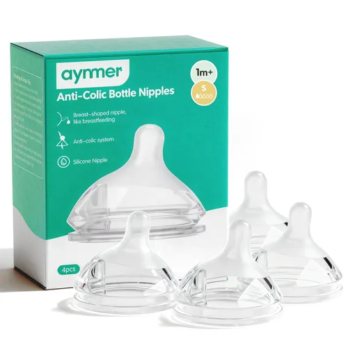 Vista 10 de Aynmer Natural Flow - Pezón de silicona para biberón, 0+ meses, 4 unidades (SS)