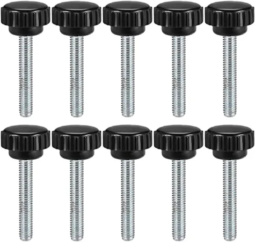Vista 8 de uxcell Perillas de sujeción moleteadas con rosca métrica macho M4 x 0.394 in, tornillo de agarre para pulgar, tipo perno de mango de sujeción manual