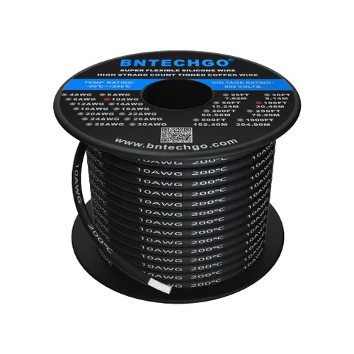 Vista 29 de BNTECHGO Carrete de alambre de silicona calibre 10 de 25 pies, alambre de cobre estañado trenzado de 10 AWG, color azul flexible