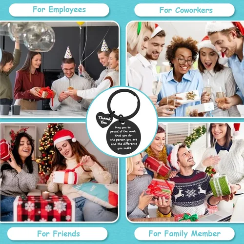 Vista 2 de Xiahuyu 16 piezas de regalos de agradecimiento, llavero de agradecimiento para empleados, personal de equipo, compañeros de trabajo, regalos