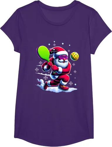 Vista 14 de Pickle Ball Navidad Santa Deporte Jugador Padel Raqueta Snow Camiseta Negro