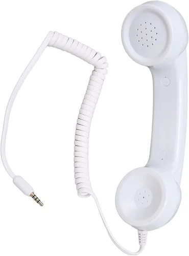 Vista 6 de Auricular retro para teléfono, receptor de teléfono celular, receptor de teléfono celular multifunción a prueba de radiación con enchufe de sonido