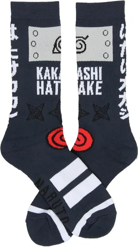 Vista 3 de Bioworld Naruto Shippuden Kakashi Hatake Hidden Leaf Village Logo Athletic Crew Socks, Naranja