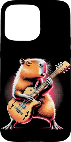 Vista 28 de iPhone 16 Capybara Playing Guitar Like A Rocker Guitarist Rock'n Roll Case