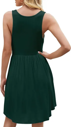 Vista 6 de HiMONE Women's 2023 Sleeveless Loose Plain Dresses Casual Short Dress with Pocket