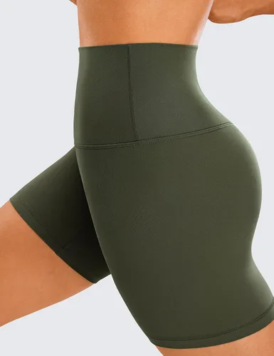 Vista 3 de CRZ YOGA ButterLuxe Pantalones cortos de ciclismo para mujer, de elastano, de tiro alto, 6 pulgadas, para entrenamiento, correr, voleibol y yoga