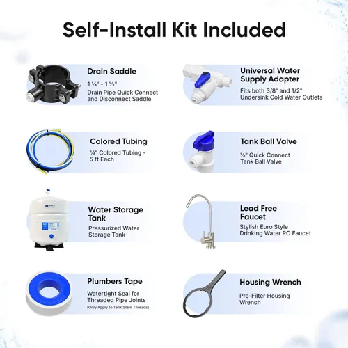 Vista 4 de WECO VGRO Sistema de filtración de agua potable de ósmosis inversa de alta eficiencia para debajo del fregadero de 36 galones por día con kit