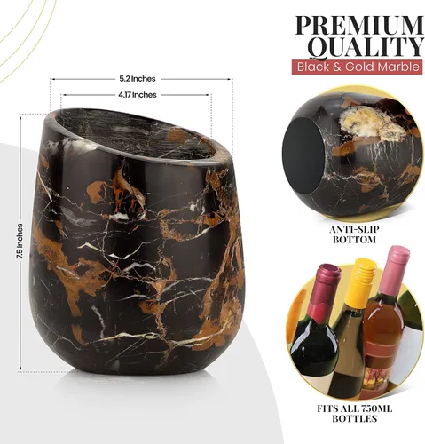 Vista 4 de Gusto Nostro Cubo enfriador de vino de mármol, enfriador de botellas de vino de 25.4 fl oz y enfriador de champán para fiesta, cocina, decoración