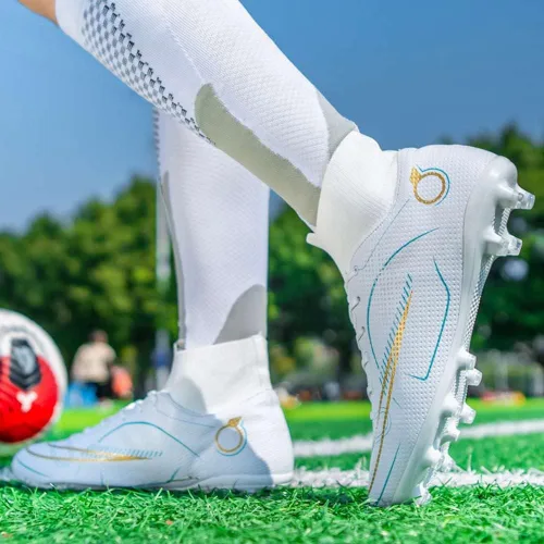 Vista 7 de ESXGED Botas de fútbol para mujer, zapatos deportivos para hombre, para exteriores e interiores, cómodos, para correr, caminar, estudiantes, zapatos