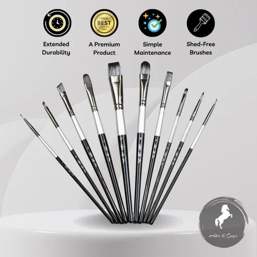 Vista 6 de ADIS&Guys - Juego de 10 pinceles profesionales para pintura facial y corporal, ideal para acrílico, óleo y acuarelas, perfecto para artistas y niños