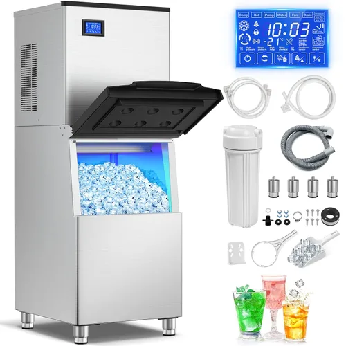 Vista 19 de Máquina de hielo Nugget para encimera 40 libras/día, contenedor de hielo de 10 libras, máquina de hielo de pellets suaves masticables de acero