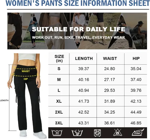 Vista 6 de Leggings acampanados de yoga para mujer, cintura alta, pantalones casuales de yoga, leggings de entrenamiento, con 6 bolsillos, pantalones de yoga